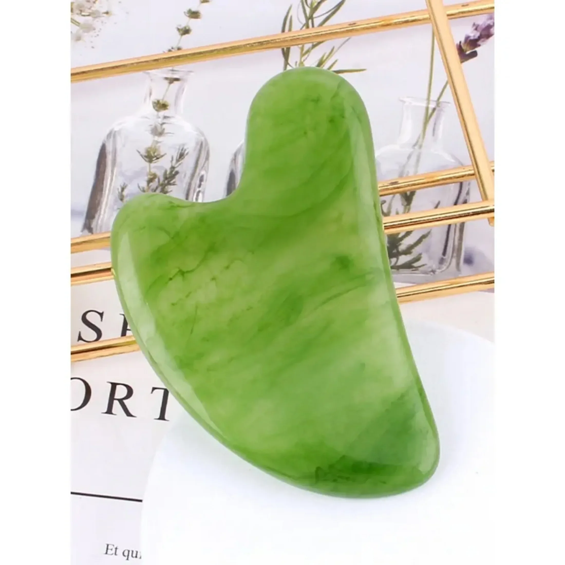 Natural Jade Stone Gua Sha Massage Board Rose Quartz Guasha Plate Jade Face Massager Scrapers Tools for Face Neck Back Body