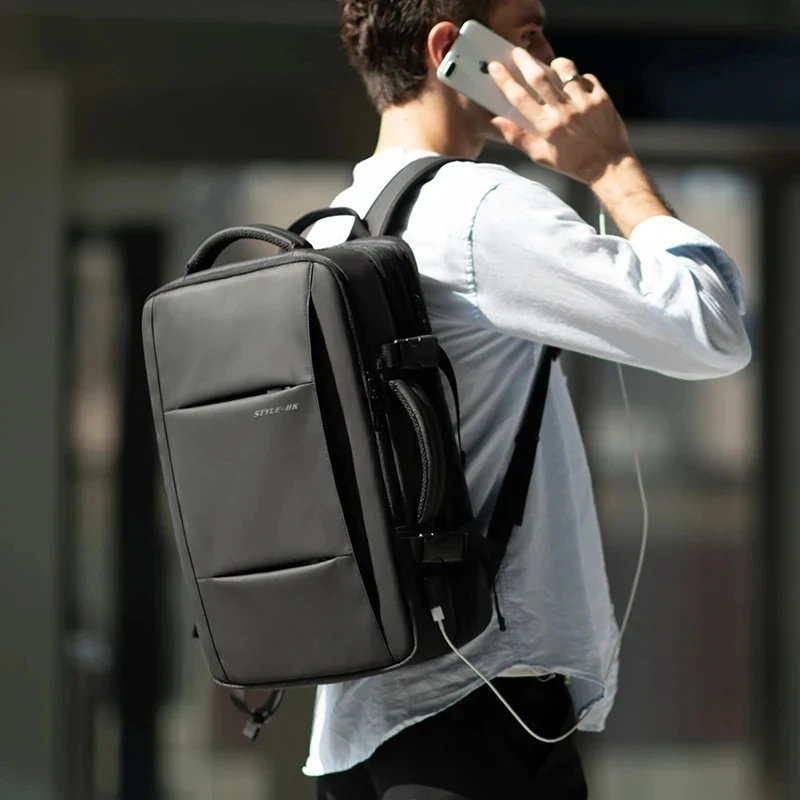 Hk Business Rucksack für Männer wasserdicht Anti-Diebstahl 15.6 "Laptop Rucksack lässig große Kapazität erweiterbare Reisetasche Kurztrip