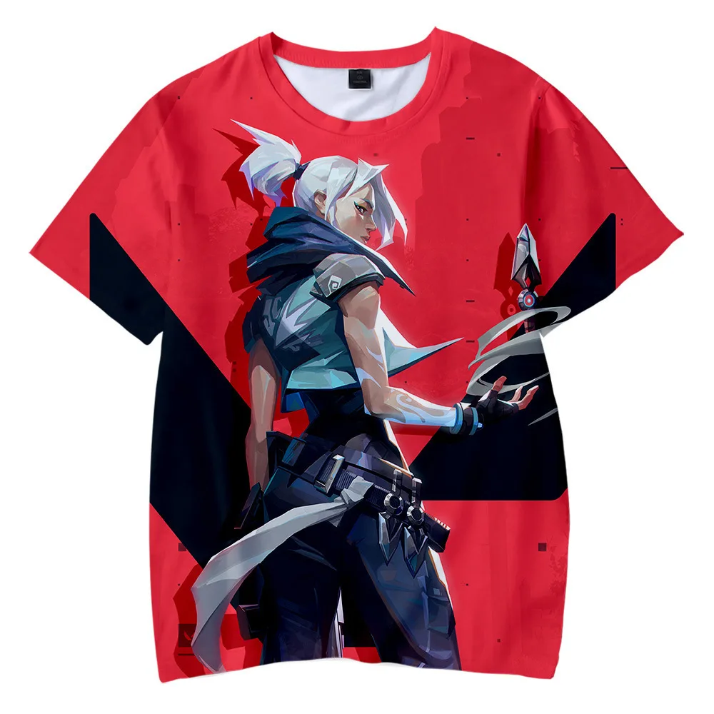 Hot Game Valorant 3D Print T Shirt for Kids Aldult Phoenix Sage Sova Viper Jett Raze Killjoy Skye Yoru Cypher Cosplay Costume