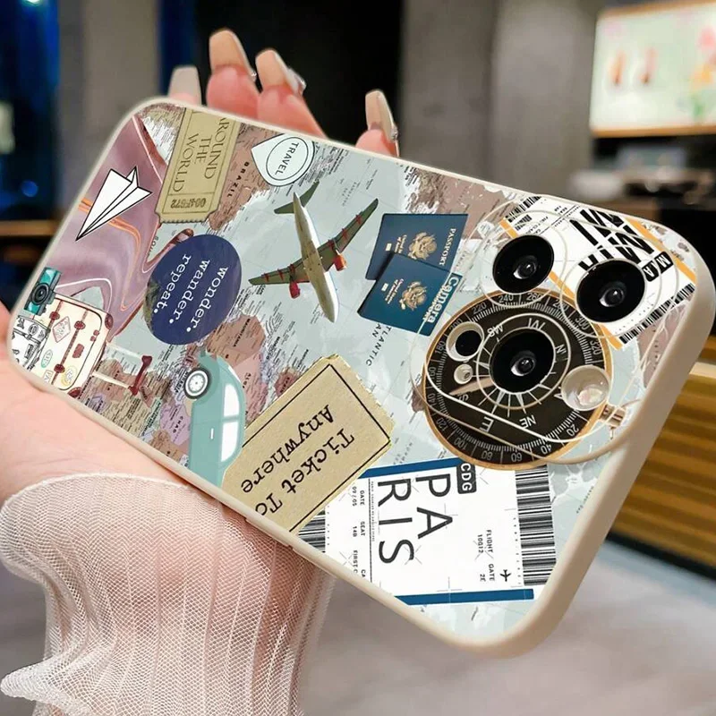 Case For Samsung Galaxy S25 S24 S23 S22 Ultra S21 S20 FE A55 A54 A35 A15 4G 5G Travel Element Pattern Design Shockproof Cover