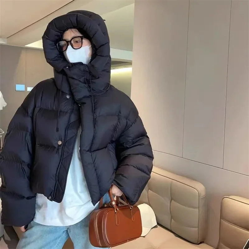 2025 New Women Winter Jacket Hooded Cotton Padded Coat Loose Warm Thicken Parka Fluffy Overcoat Snow Wear Outwear