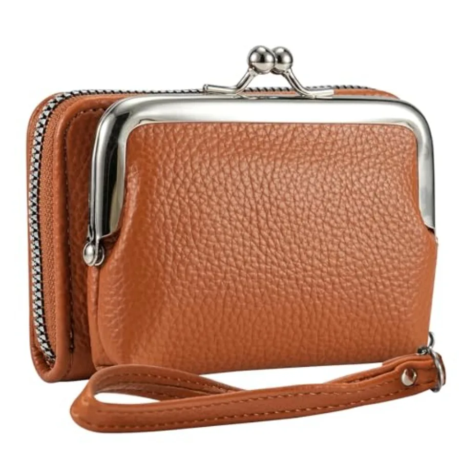 

Women's RFID Blocking Wristlet Wallet - 2-in-1 Zip-Around with Coin Purse and Card Slots - Vegan Leather with Secure Clasp Gift