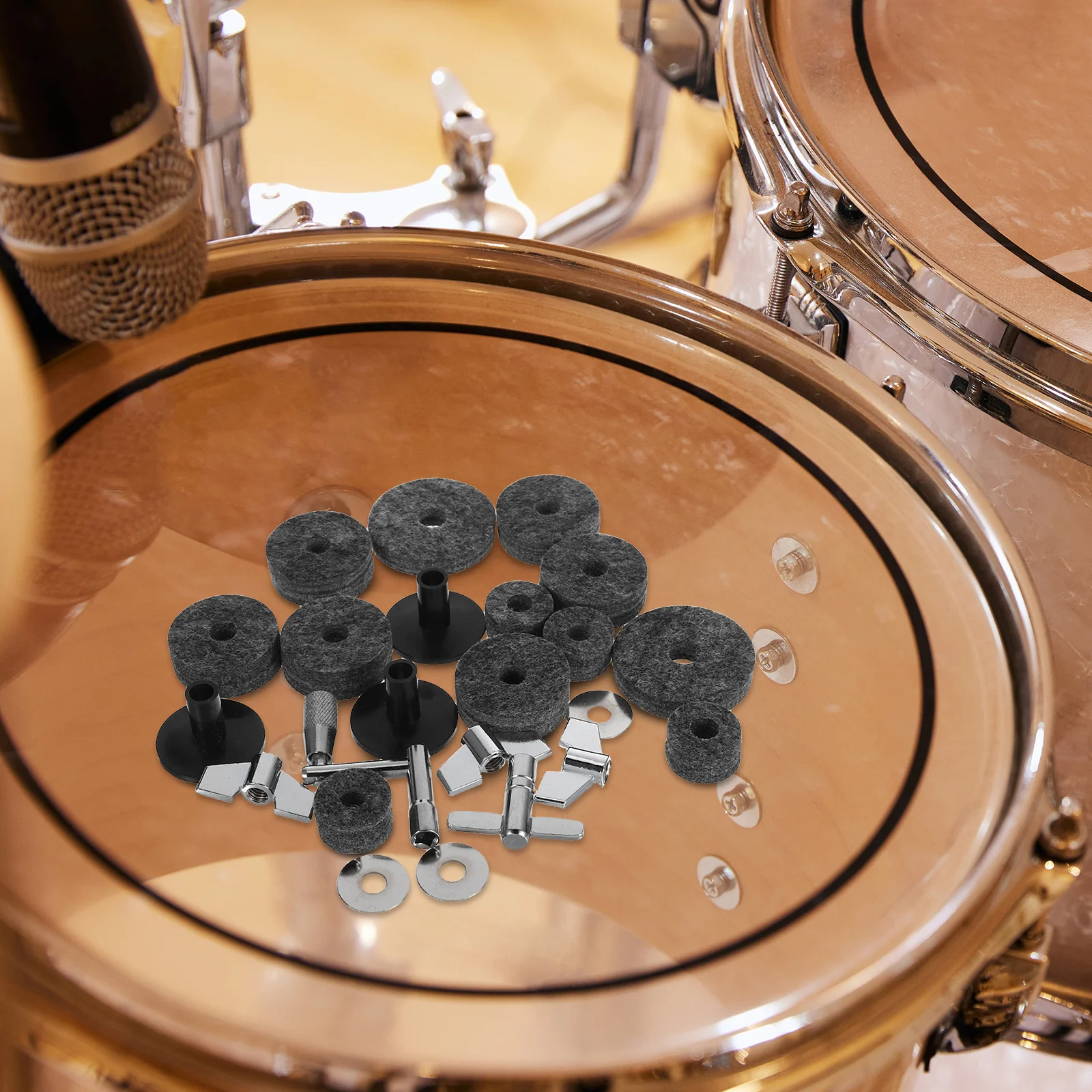 

23 Pcs Drum Set Cymbal Replacement Tubes Felt Pad Nuts Suite Pads Stand Sleeves