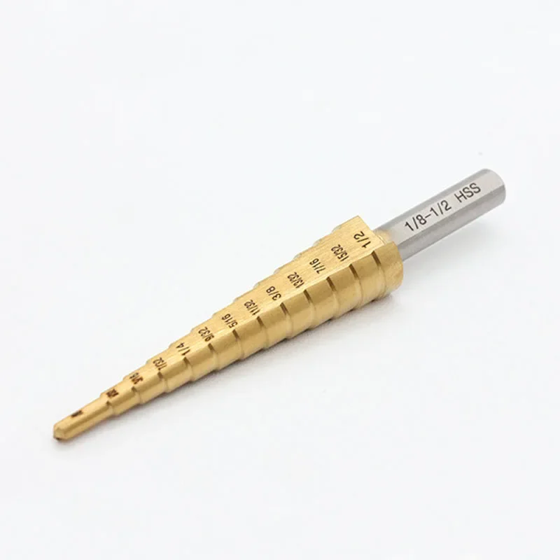 Titanium Step Bits, Standard (SAE) HSS Tapered Bits for Drilling and Cutting Sheet Metal, Multi-Size Hole Steps Unibit