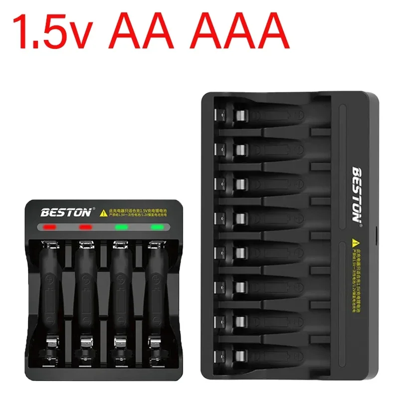 

For 1.5v AA AAA Lithium Ion Rechargeable Battery 1.5v Battery Charger with LED Indicator Light Smart Charger 4/8 Slots