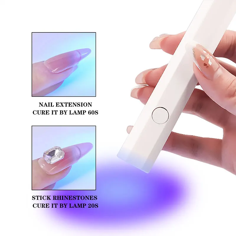 Lâmpada LED UV para nail art, portátil e recarregável, mini secador de unhas, luz para todo o gel, ferramentas de arte do prego