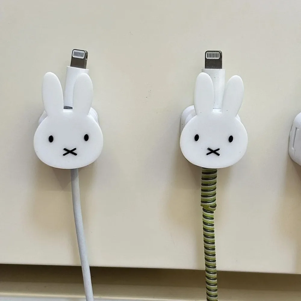 3PCS Set Kawaii Miffy Magnetic Data Cable Organizer Cartoon Desktop Phone Charging Fixator Wall-mounted Clip Gift Toys view 5