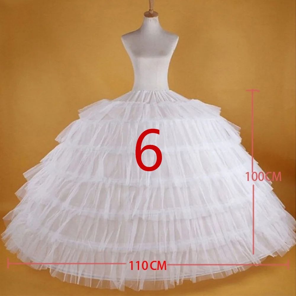 Bruiloft Petticoat 6 Hoops Wit Quinceanera Jurk Petticoat Super Pluizige Crinoline Slip Onderrok Voor Baljurk