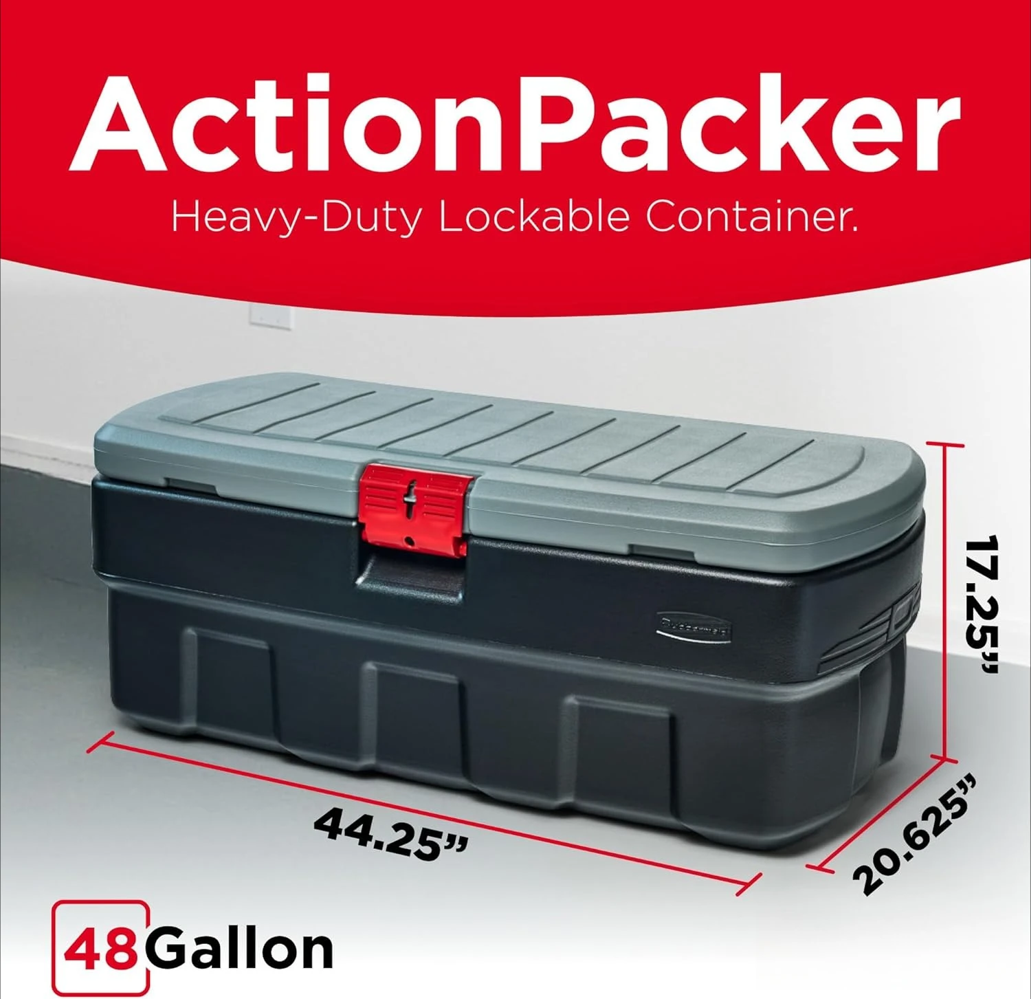 

48 Gallon Black Lockable Latch Indoor and Outdoor Storage Box Container for Home, Garage, Backyard, Single·Factory Direct Sales