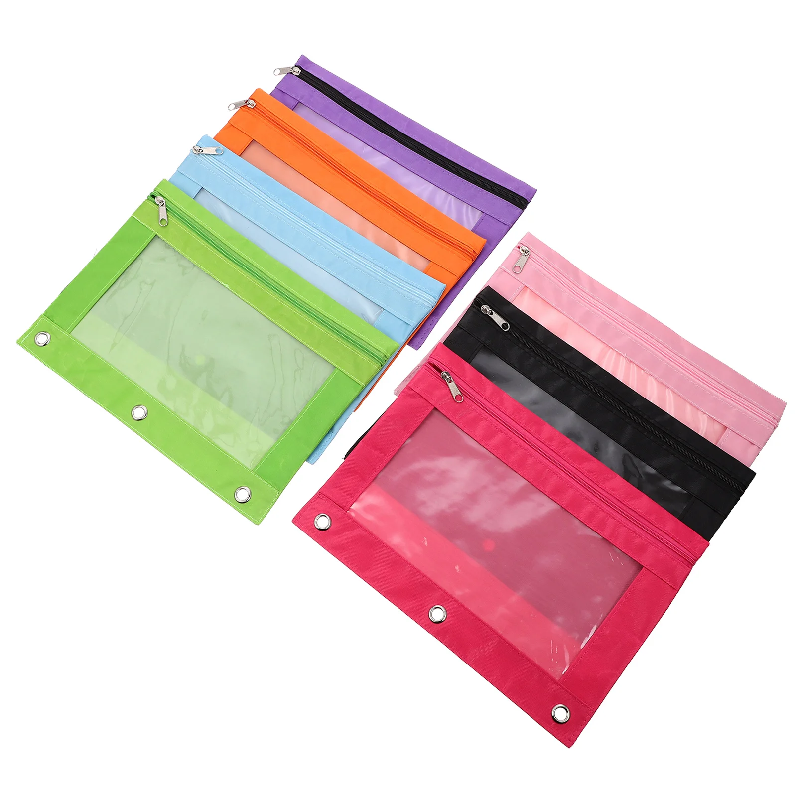 

7pcs Pen Bag Document Storage Pencil Case Wear-resistant Oxford Cloth Pvc Material Large Capacity Mesh Stationery Kids School