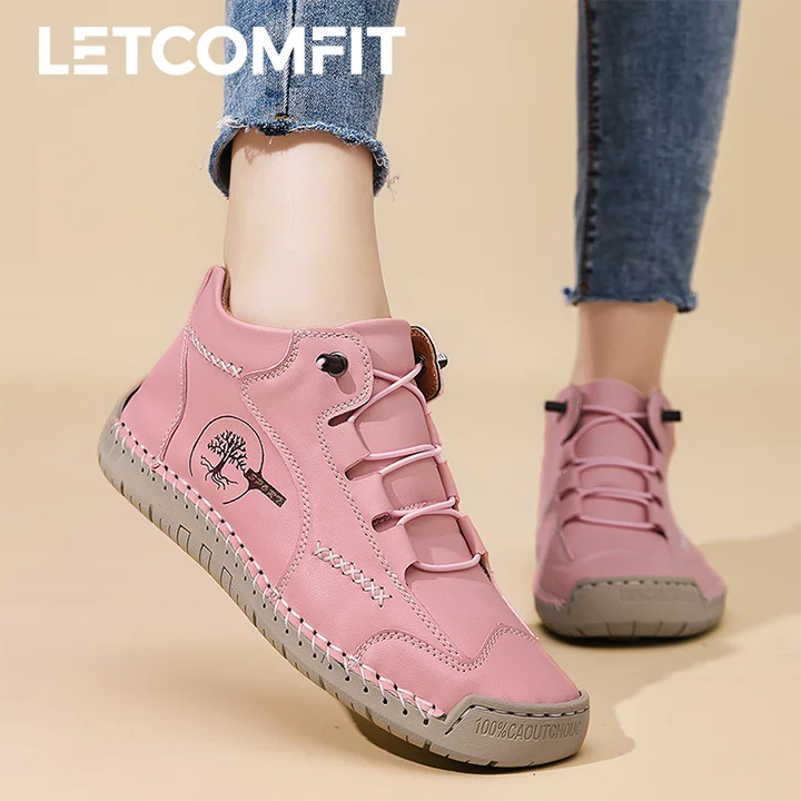 

2025 Новые женские ботильоны, сшитые вручную спортивные ботинки, осенняя уличная кожаная повседневная женская обувь, легкая нескользящая спортивная обувь