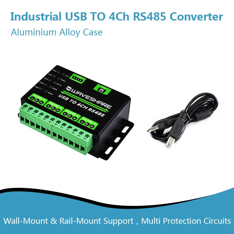 

Industrial USB TO 4Ch RS485 Converter, Multi Protection Circuits, Multi Systems Support, Aluminium Alloy Case