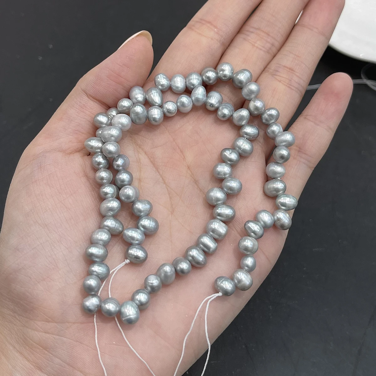 Natural Freshwater Pearl Three-Seven Hole Gray Beads for Jewelry Making DIY Necklace Bracelets Earrings Handmade Accessories