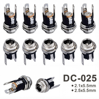 10/50PCS DC Power Supply Jack Socket Female Panel Mount Connector 3-Pin 5.5 X 2.1mm Male DC Power Plug 5.5*2.5mm