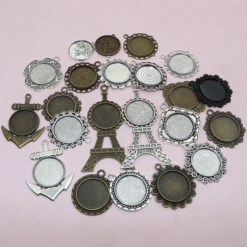 10pcs/lot 20mm Inner Size 4 Colors Classic Style Cabochon Base Setting Charms Pendant