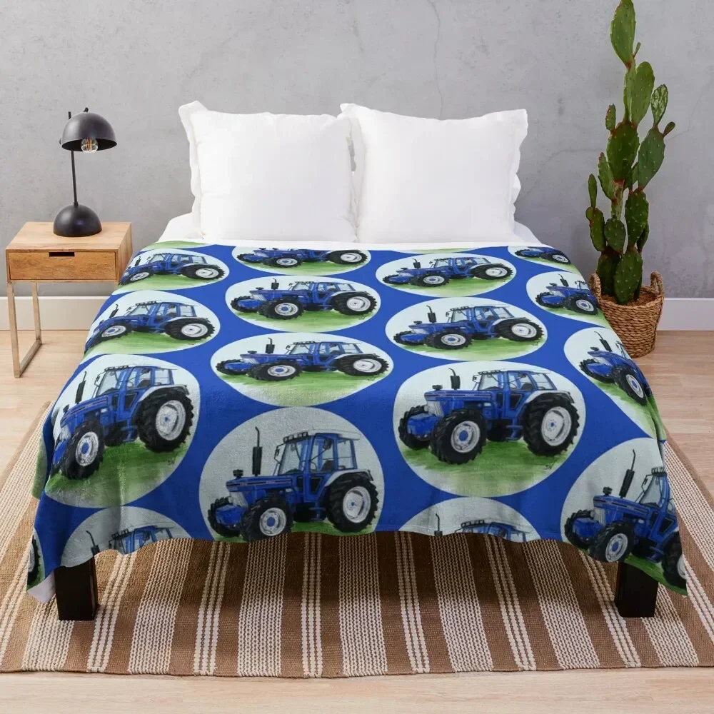 

Blue Classic Tractor (blue background) Throw Blanket Cute Plaid Warm Blankets