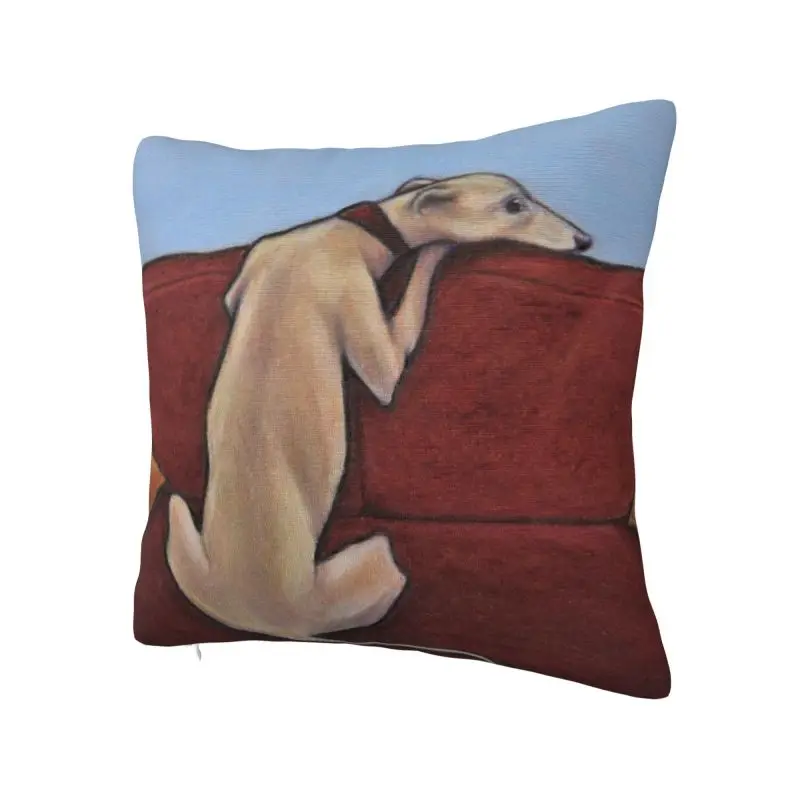 Nordic Whippet Waiting Sofa Cushion Cover Velvet Greyhound Hound Dog Throw Pillow Case Home Decor