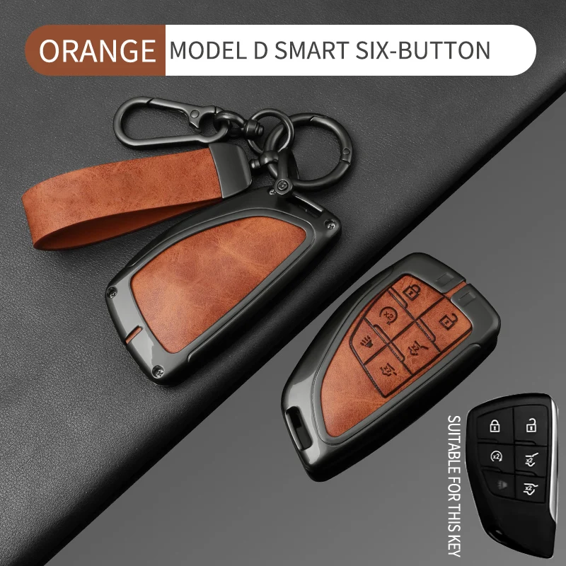 6-Tasten Leder Autoschlüssel-Abdeckung Schlüsselanhänger Schutzhülle für Buick Envision GMC Yukon XL Denali Chevrolet Suburban Tahoe – Detail 15