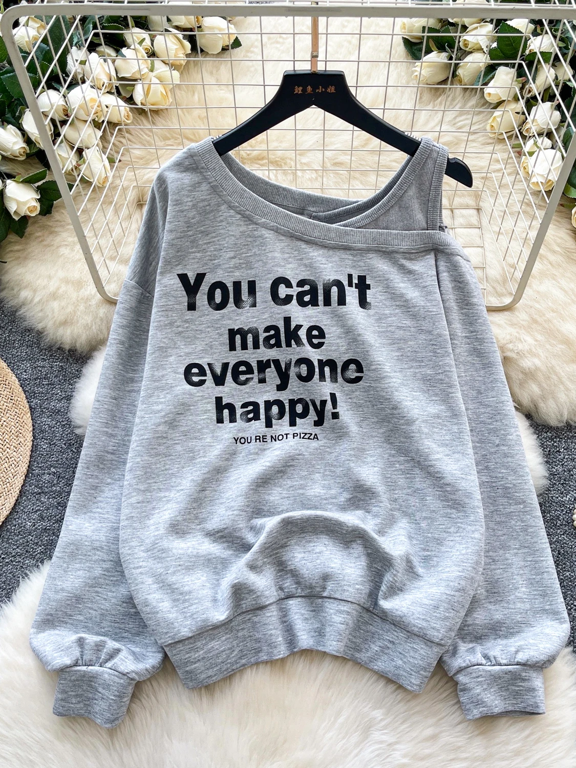 Foamlina 2025 Autunno Moda Felpa da donna Casual O Collo con spalle scoperte Manica lunga Lettere Stampa Pullover larghi con cappuccio