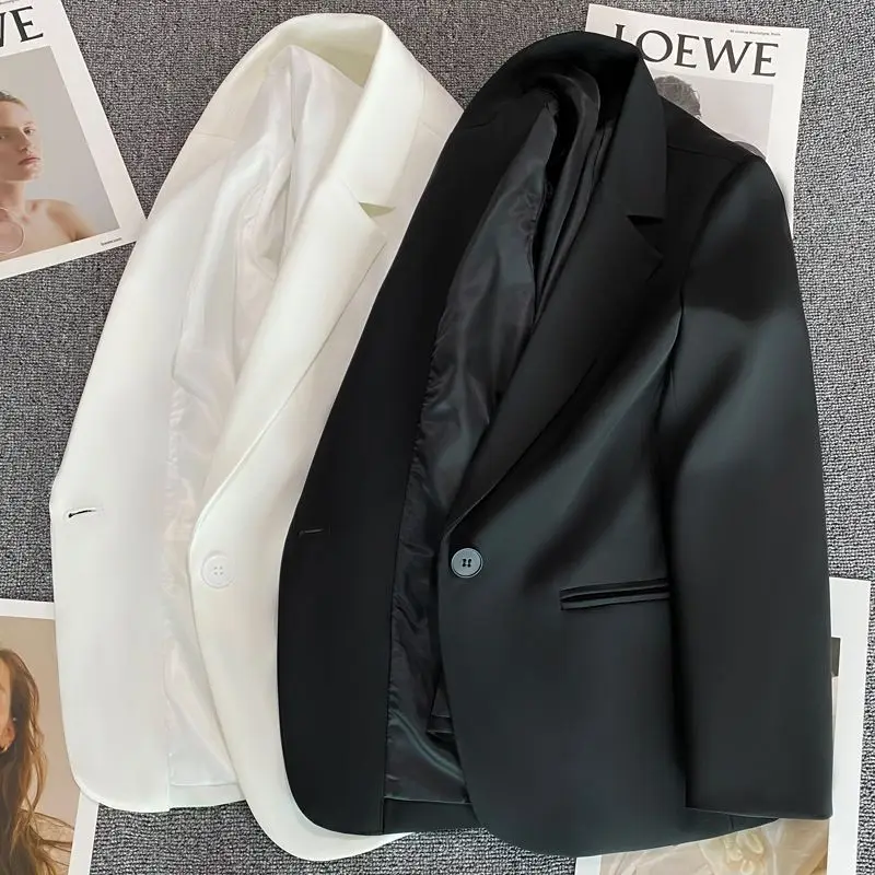 Manteau Blazer pour femmes, surdimensionné, revers d'affaires, manches longues, tendance, vêtements d'extérieur amples, col en V, poches avec nœud papillon, Streetwear