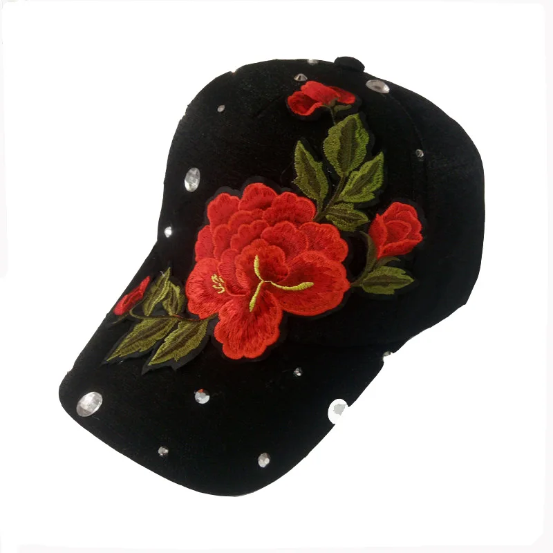 New autumn baseball cap for women with embroidered three-dimensional peony flowers, sailor dance ethnic style sun protection hat