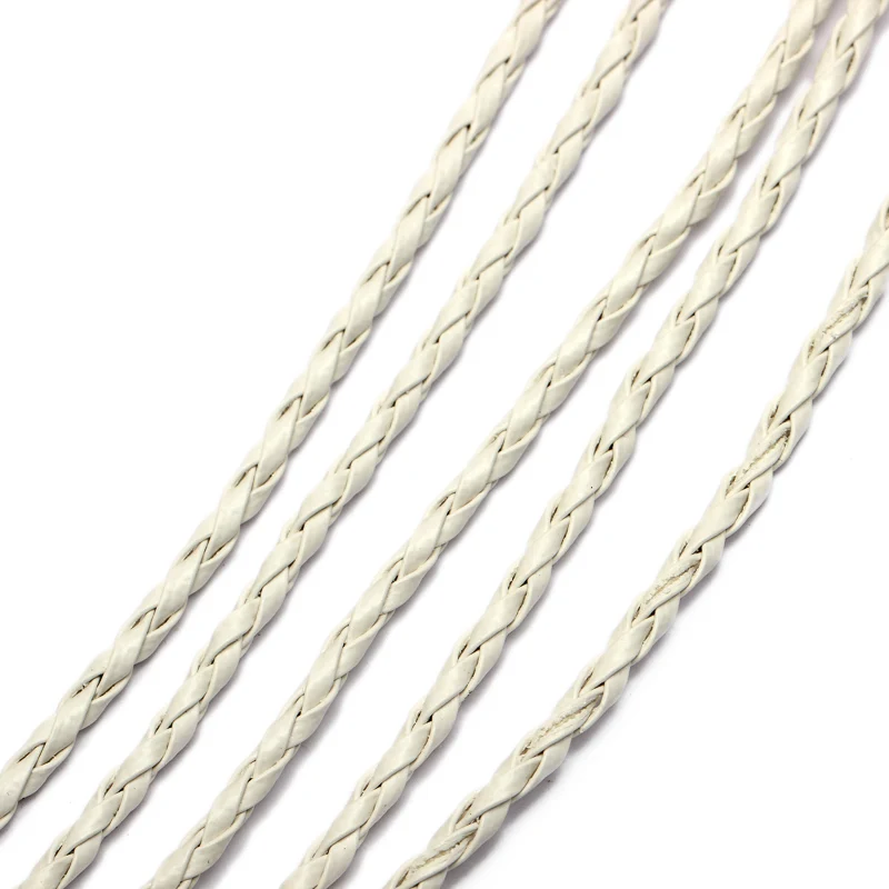 5meter Black/gold/silver Braided PU Leather Bracelet Findings 3mm Round Jewelry Cord String Rope DIY Necklace Bracelet Making