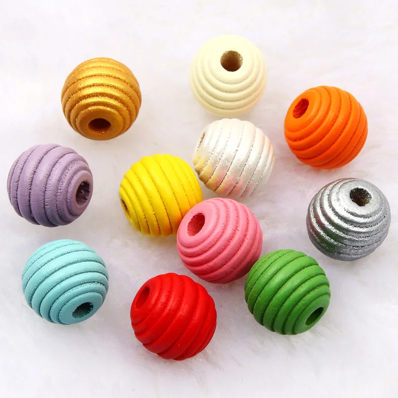 Natural Wooden Beads Colored Round Balls To Make Bracelets Threaded Beads 12/18mm Loose Beads For Jewelry Making DIY Accessories