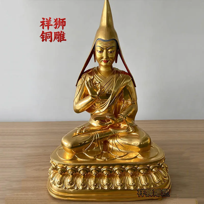 HT Copper gilded Buddhist statues, Tibetan supplies, enshrined statues,  auspicious lion sculptures, customized with pictures