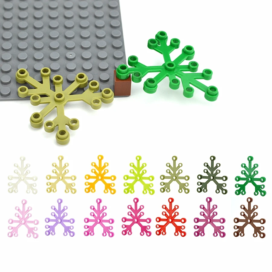 40pcs MOC Parts Plants Tree Leaves 2417 6 x 5 Leaf Compatible Bricks DIY Assmble Building Blocks House Garden Foliage Particle