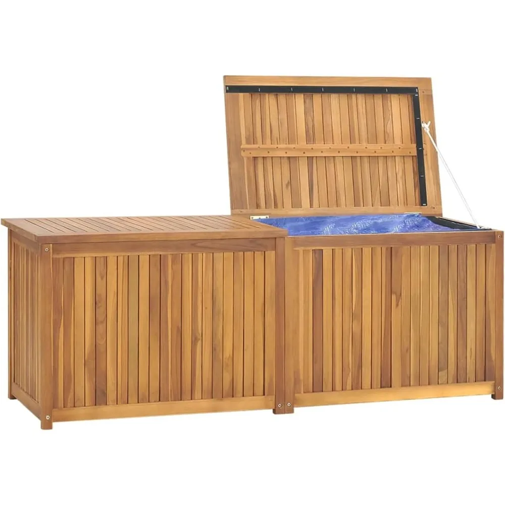 

Patio Storage Box, Large Outdoor Wooden Storage Deck Box, with Water-Proof Lining, 59.1" x 19.7" x 21.7" Storage Bench Seat, Sol