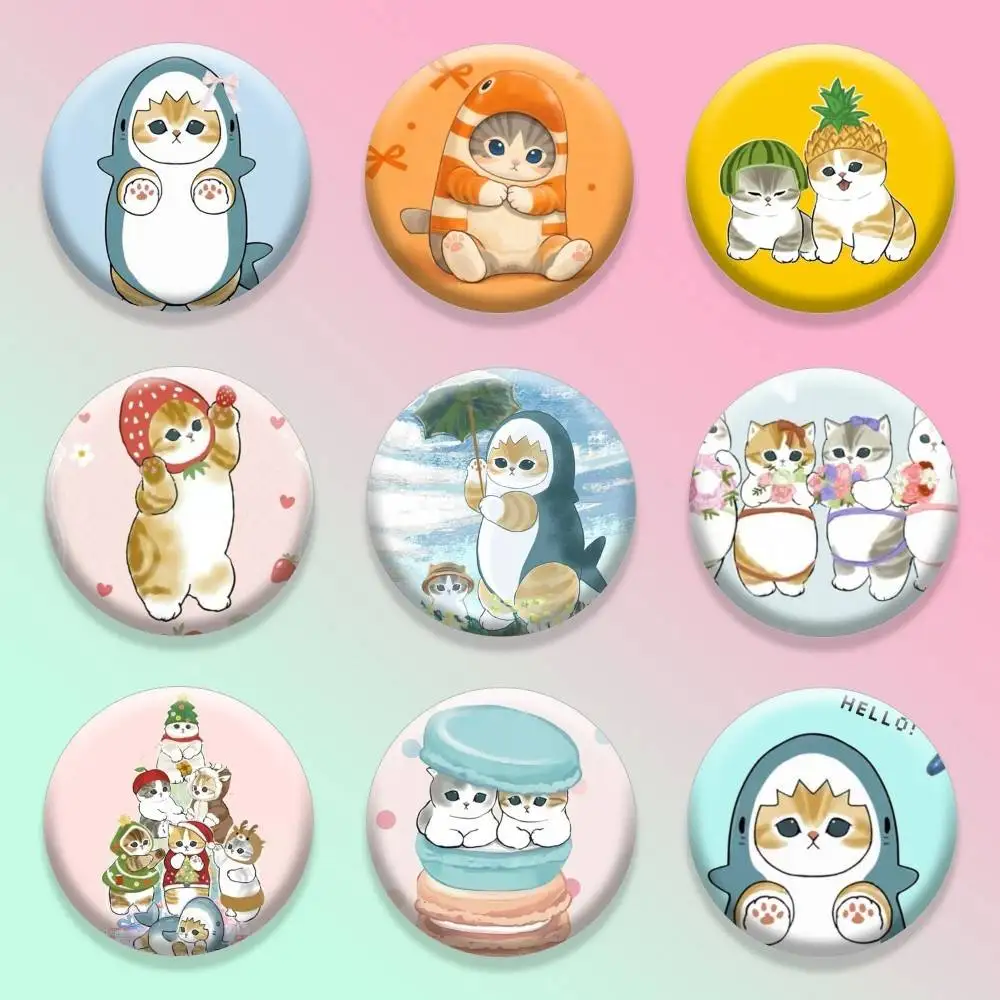 

M-Mofusands Cute C-Cat Ear 25 32 44 58 75mm Badges Personalized Round Brooches Pins Accessory