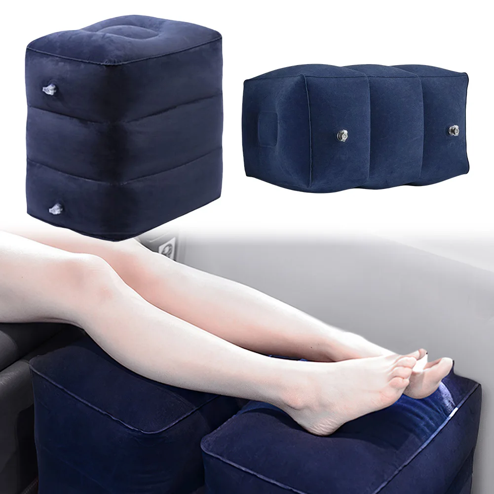 Inflatable Foot Rest Pillow for Kids/Adult Adjustable Height Kids Airplane Bed Leg Pillow for Office Airplane Train Cars Home