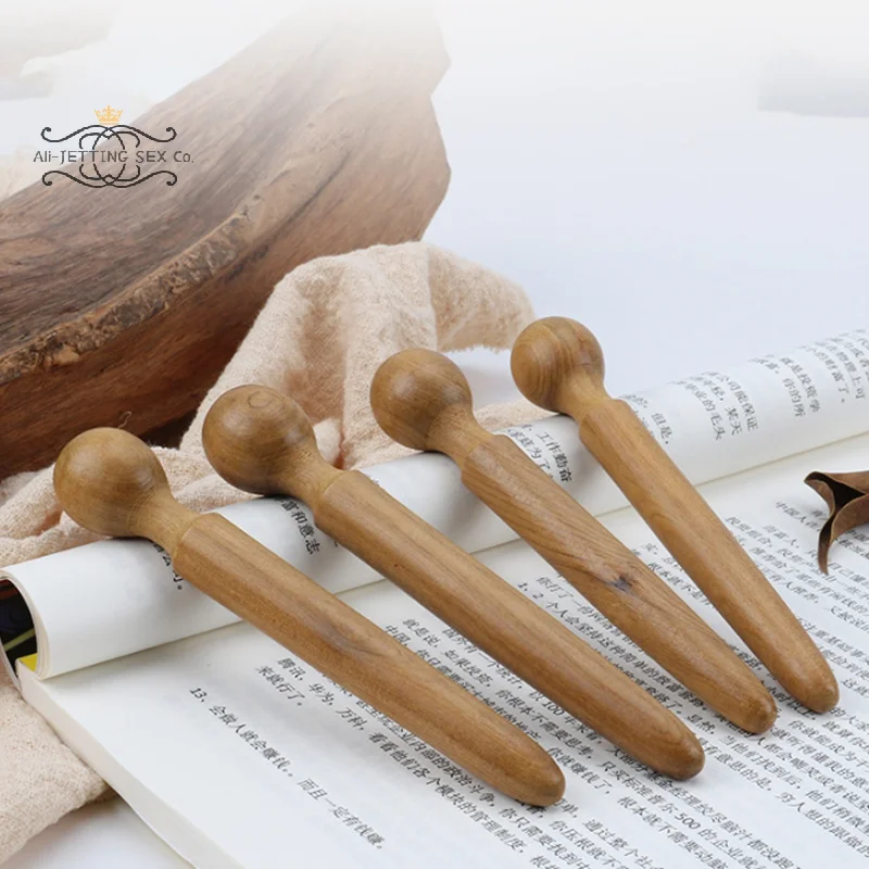 Sandalwood Acupoint Stick Dial Stick Massage Stick Meridian Pen Foot Gourd Wave Shape Sole Acupoint Massage Tool ﻿