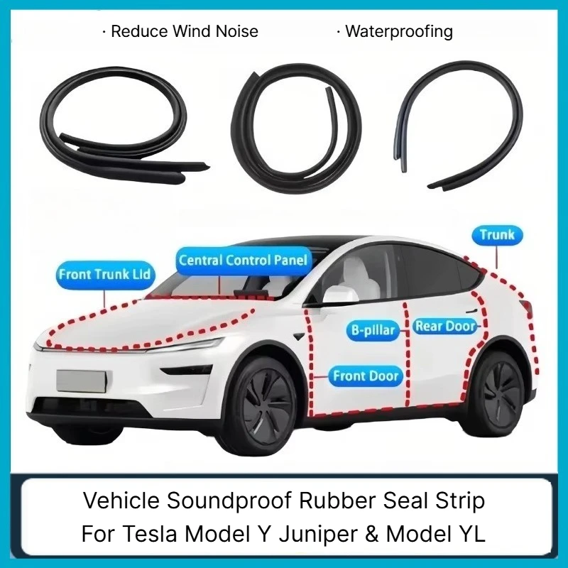 For Tesla New Model YL/Y Juniper 2026-2021 Door Seal Kit Soundproof Rubber Weather Strip Wind Noise Reduction Kit Accessories