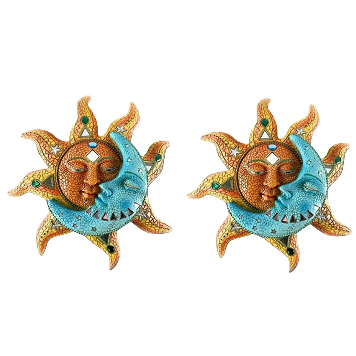 

2X Art Creative Sun Moon Statue Hanging Ornaments Decor for Living Room Garden