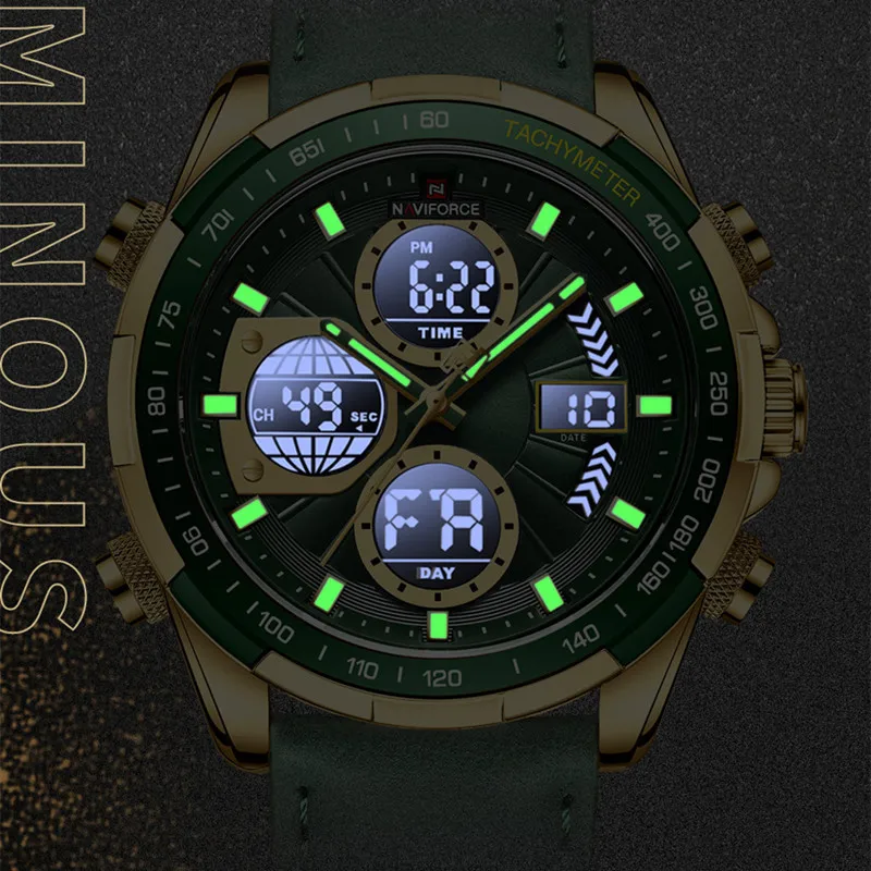 Nuevo Relojes originales NAVIFORCE de negocios de cuero de lujo para hombre, cronógrafo deportivo con alarma ​ Reloj para hombre Reloj de pulsera de