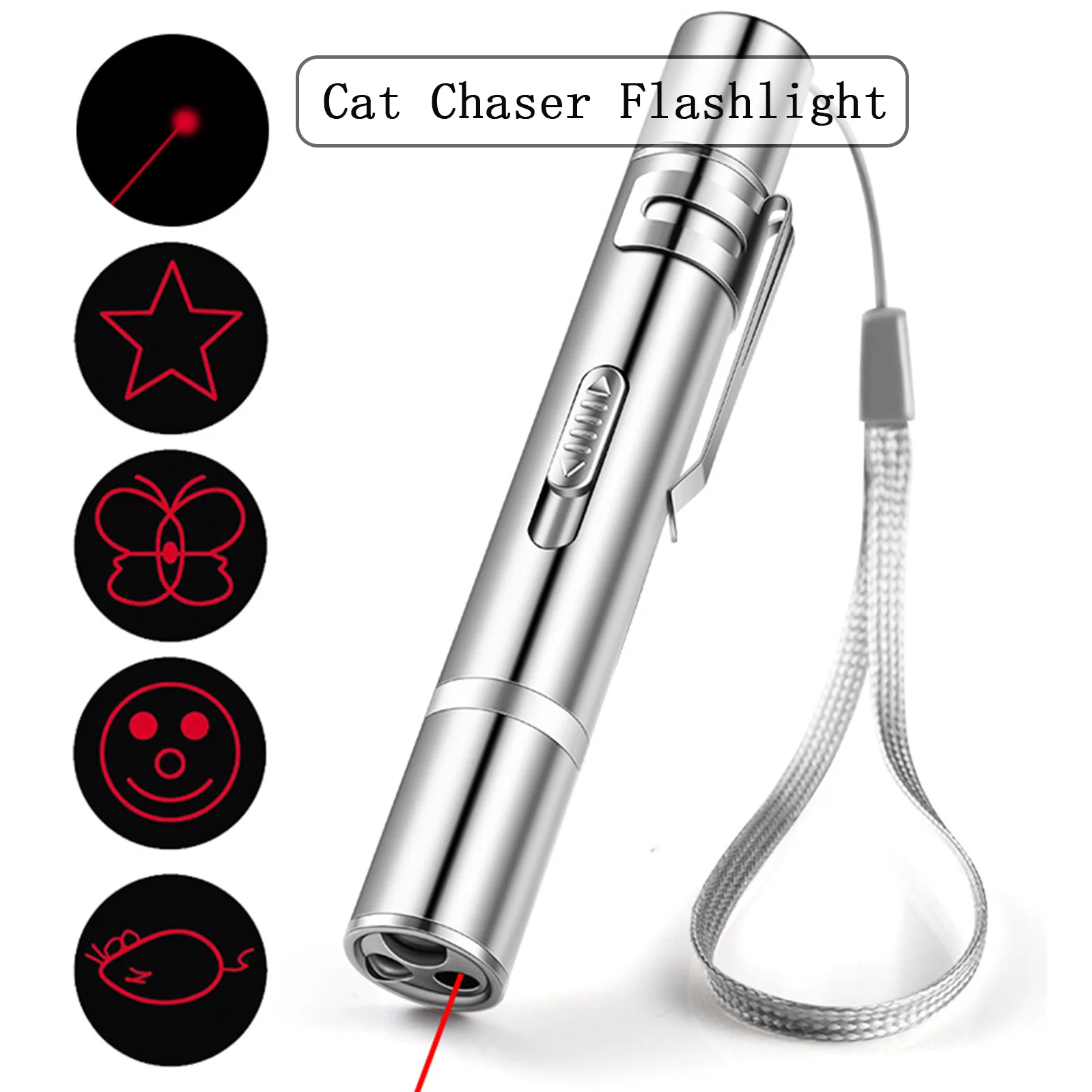 

SOYOMAN Cat Chaser Flashlight Portable USB Rechargeable 4 Patterns 11.3cm Long Aluminum Alloy 0.185W For Pets