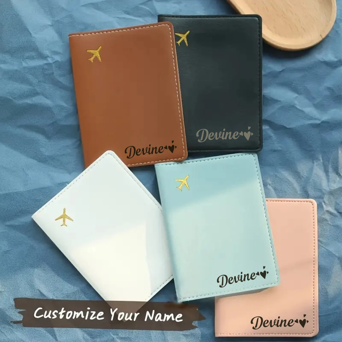 

1pc Custom Name Passport Holder and Luggage Tag Set Mom Gift High Quality PU Leather Active