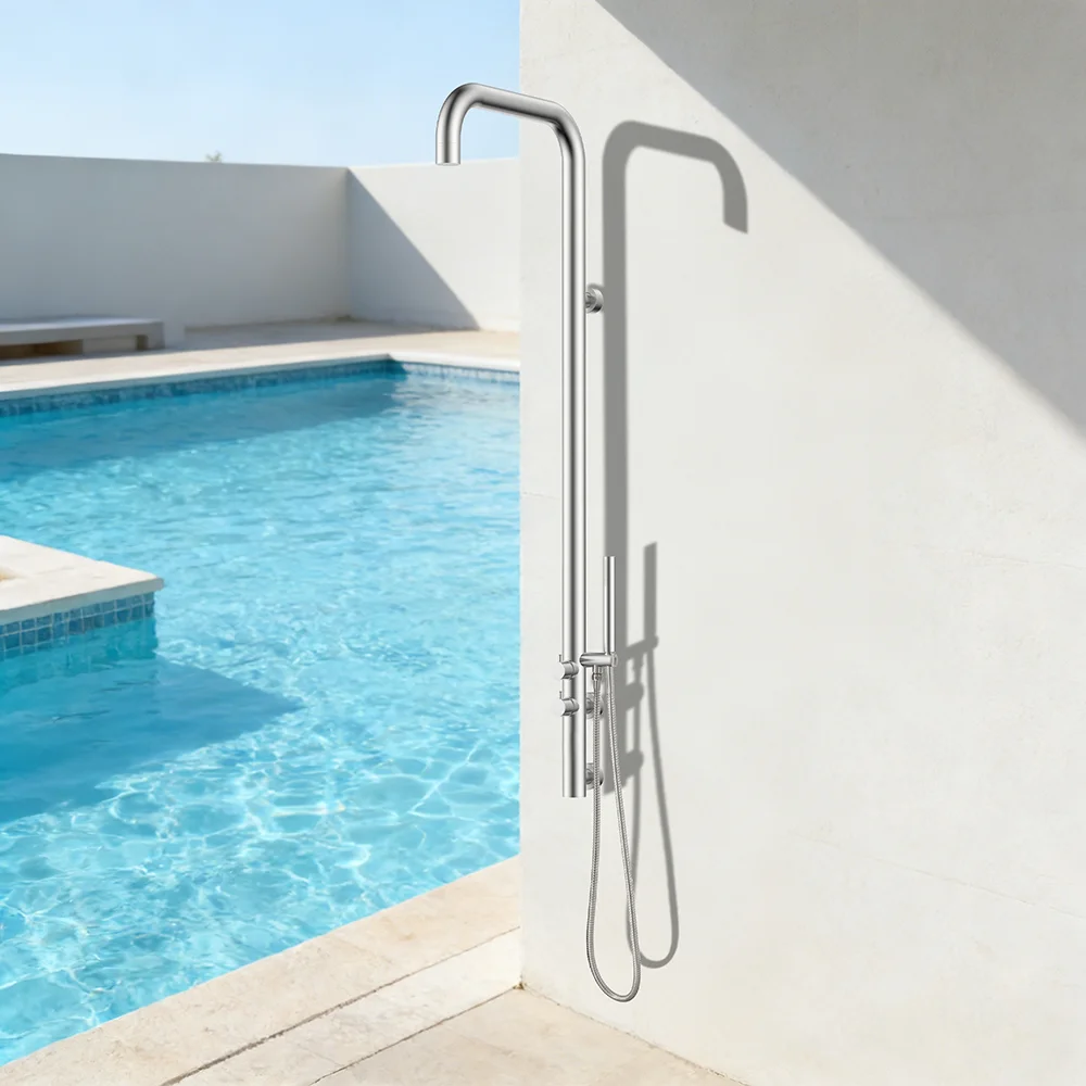 

Современная круглая душевая система из нержавеющей стали с 2 функциями, смеситель для горячей и холодной воды, настенный, для наружного использования, для бассейнов