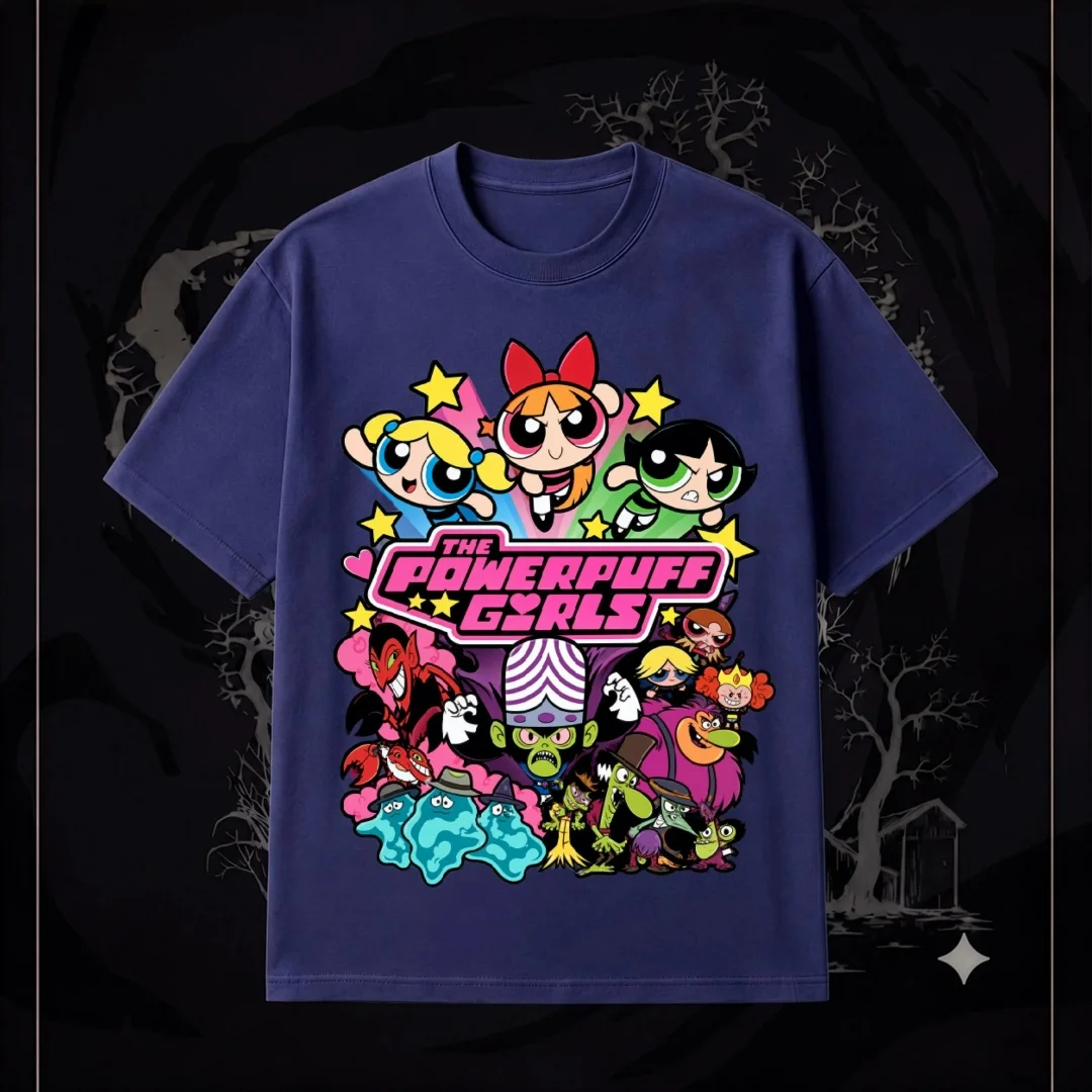 The Powerpuff Girls T-shirt 90s Cartoon Graphic Tee Retro Y2K Shirt Fan Gift Cotton Men's T-Shirt Kid's Clothing Tee Woman ﻿