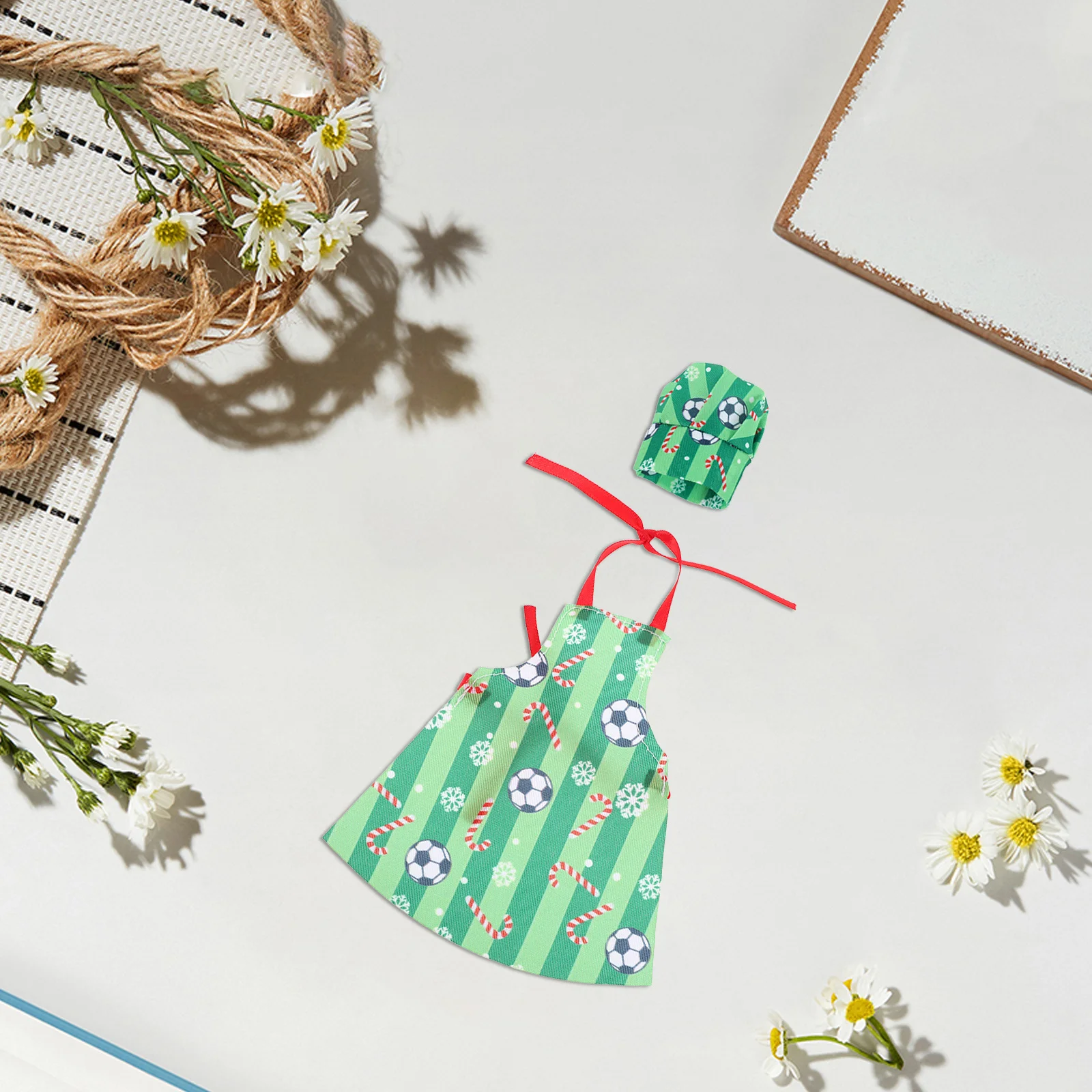 1 satz 1 Set Weihnachten Elf Bäcker Set Mini Schürze Chef Hut Weihnachten Kochen Kleidung Dress Up Zubehör Für Bjd Kinder Pretend spielen