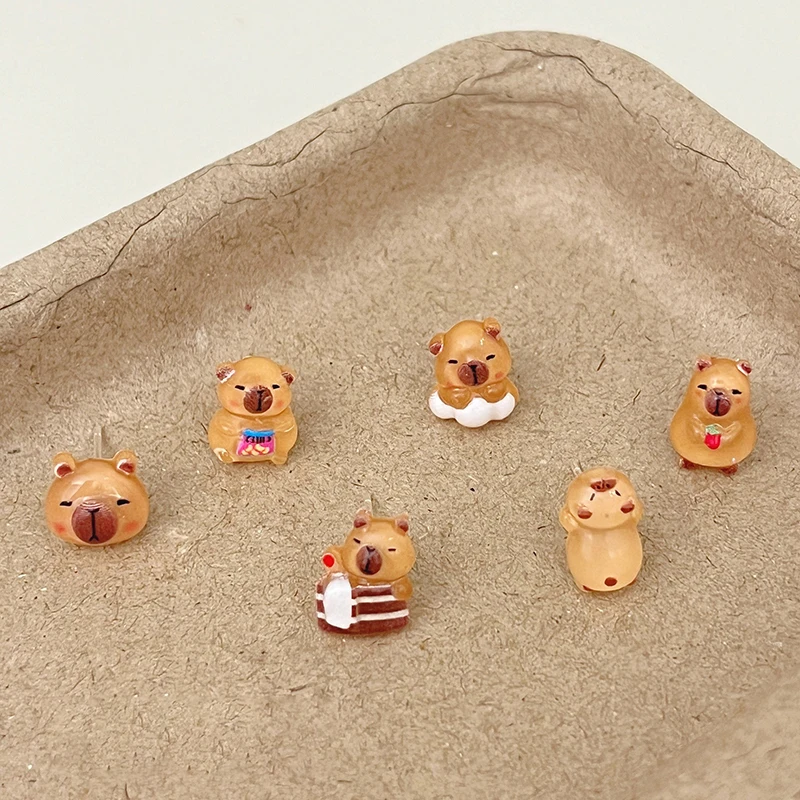 Women's Fashion 6Pairs Capybara Earrings - Kawaii Cartoon, Versatile Tiny Jewelry Gifts.