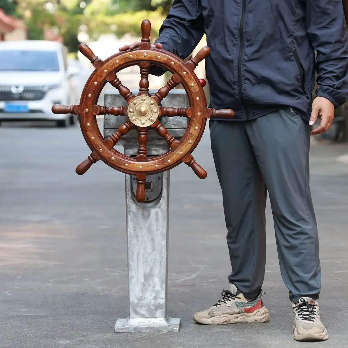 Copper core rudder solid wood rudder plate office retro floor decoration ornament