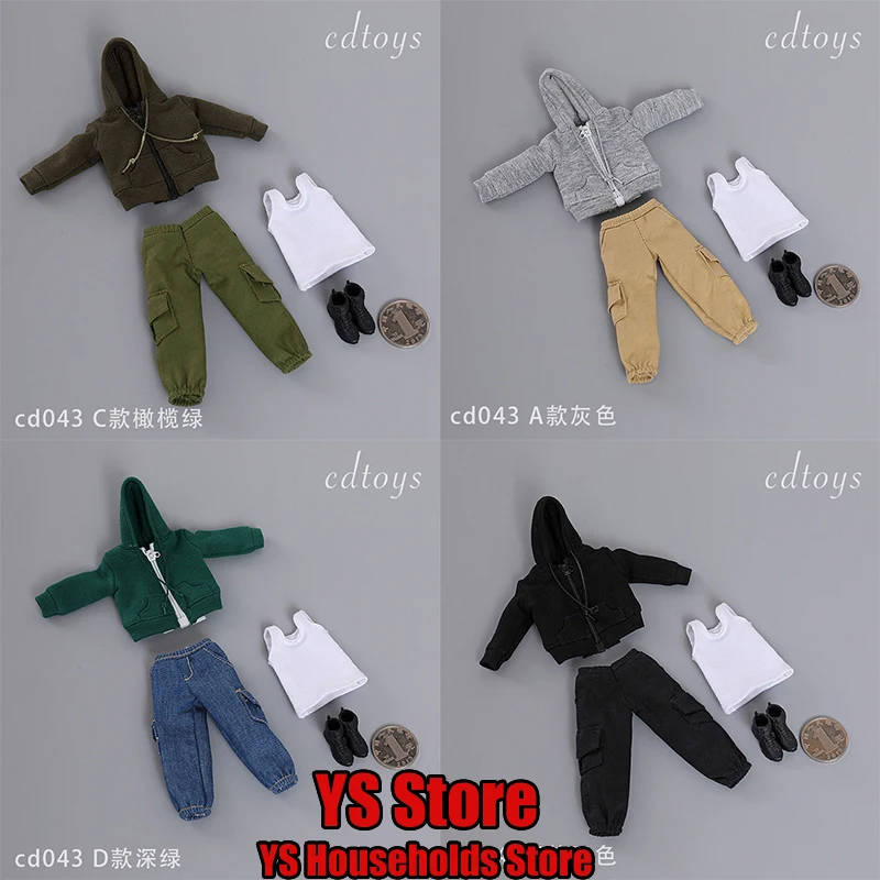 cdtoys cd043 1/6 Man Soldier Zipper Hoodies Pocket Design Tooling Pants Shoes Set Clothes Accessory For 12