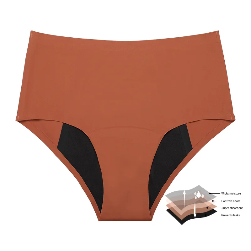 Hot Sale Mid-Rise Seamless Menstrual Period Panties 4 Layers Absorbent Leak Proof Culotte Lengthened Menstrual Panties - Image 4