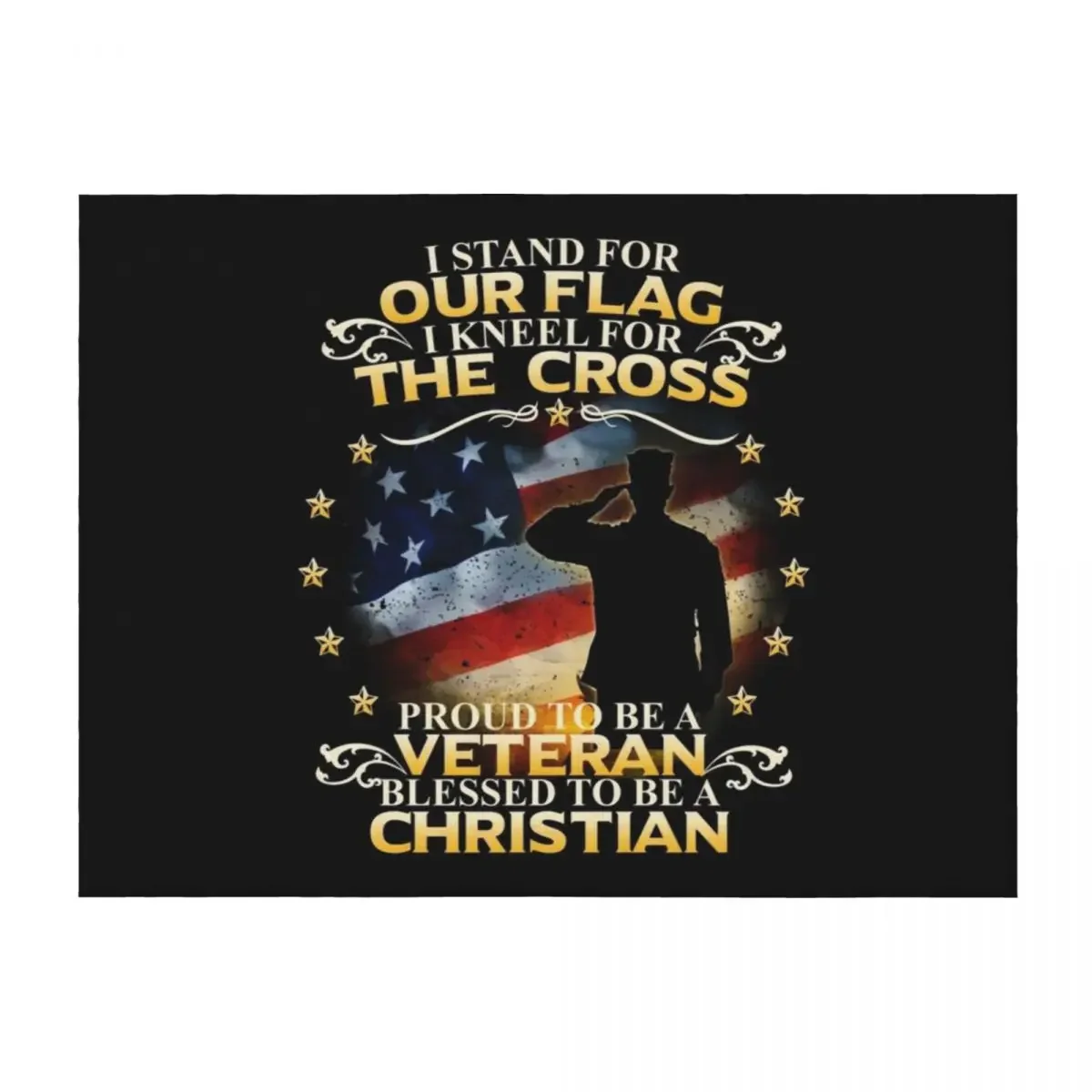 

I Stand For Our Flag I Kneel For The Cross Christian Veteran Throw Blanket Thin Designers sofa bed Blankets