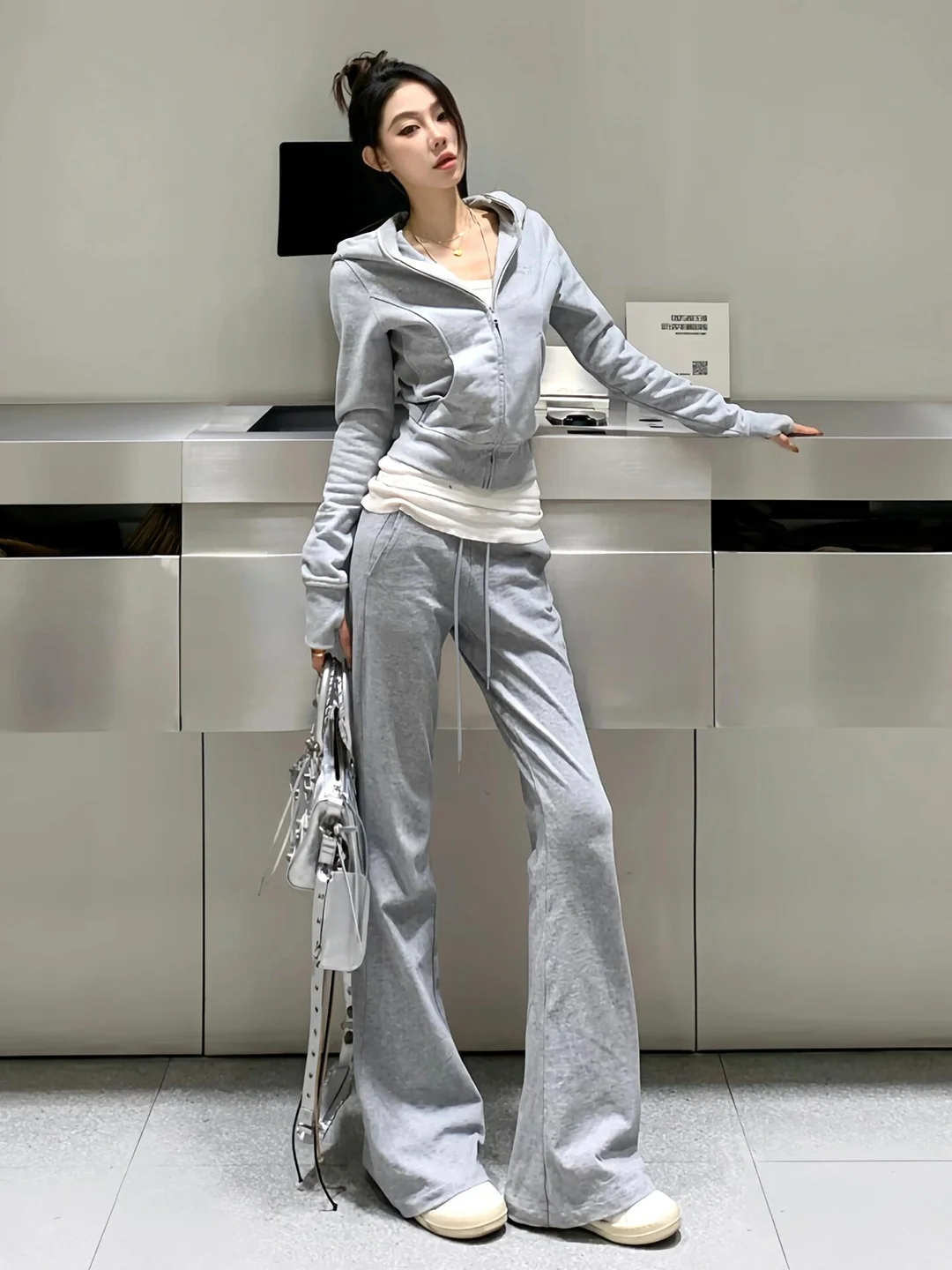 Premium Feel Sporty Hoodie Set Women's Autumn Versatile Loose Outerwear Long Pants Two Piece Set Casual Style High Waist