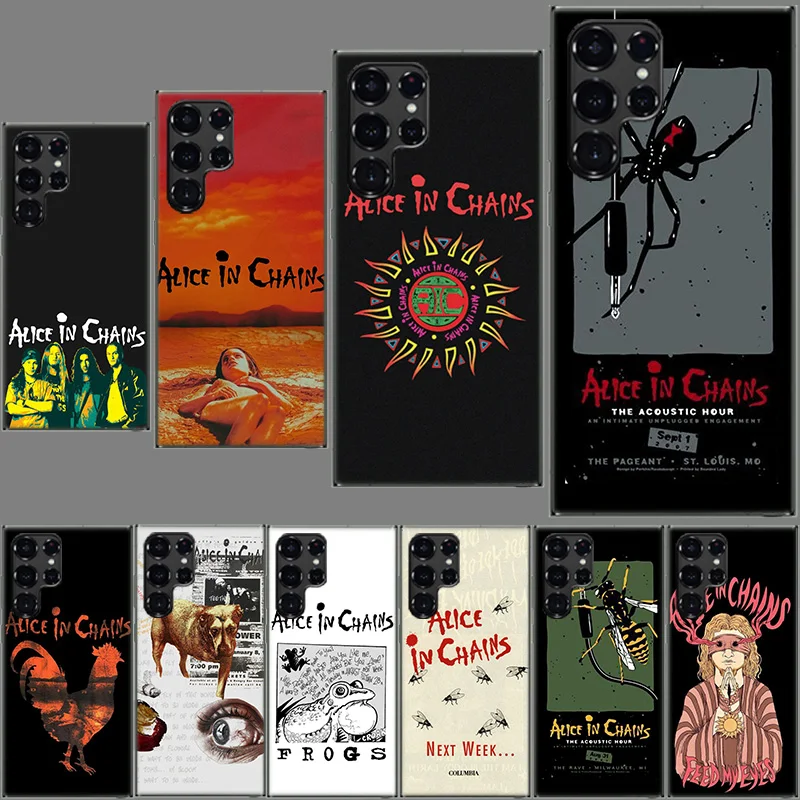 Capa de Telefone da Banda de Rock Alice In Chains para Samsung Galaxy S24 S23 S21 S20 FE S22 S26 Ultra S25 Edge S10 Plus, Capa Transparente em TPU