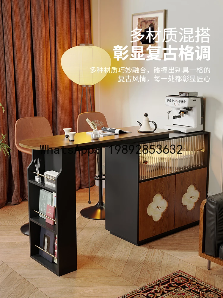 XL Extendable Bar Table Living Room Partition Wine Cabinet Balcony Sofa Wall-Mounted Storage Rack Integrated Cabinet