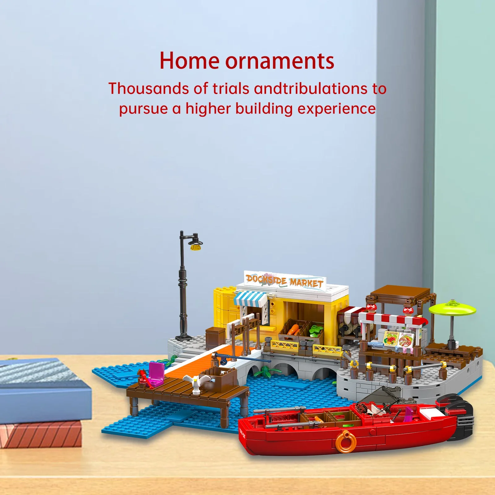 몰드 킹 10186 869PCS 항구 시장 블록 세트 (선박 모델 포함) - 어린이를 위한 해안 부두 장면